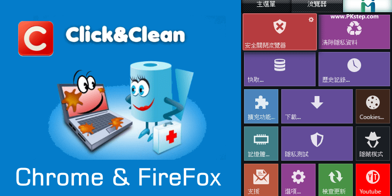 Click&Clean保护浏览器隐私Telegram中文版！当关闭网页时，自动清除记录（Chrome、Firefox扩充外挂）